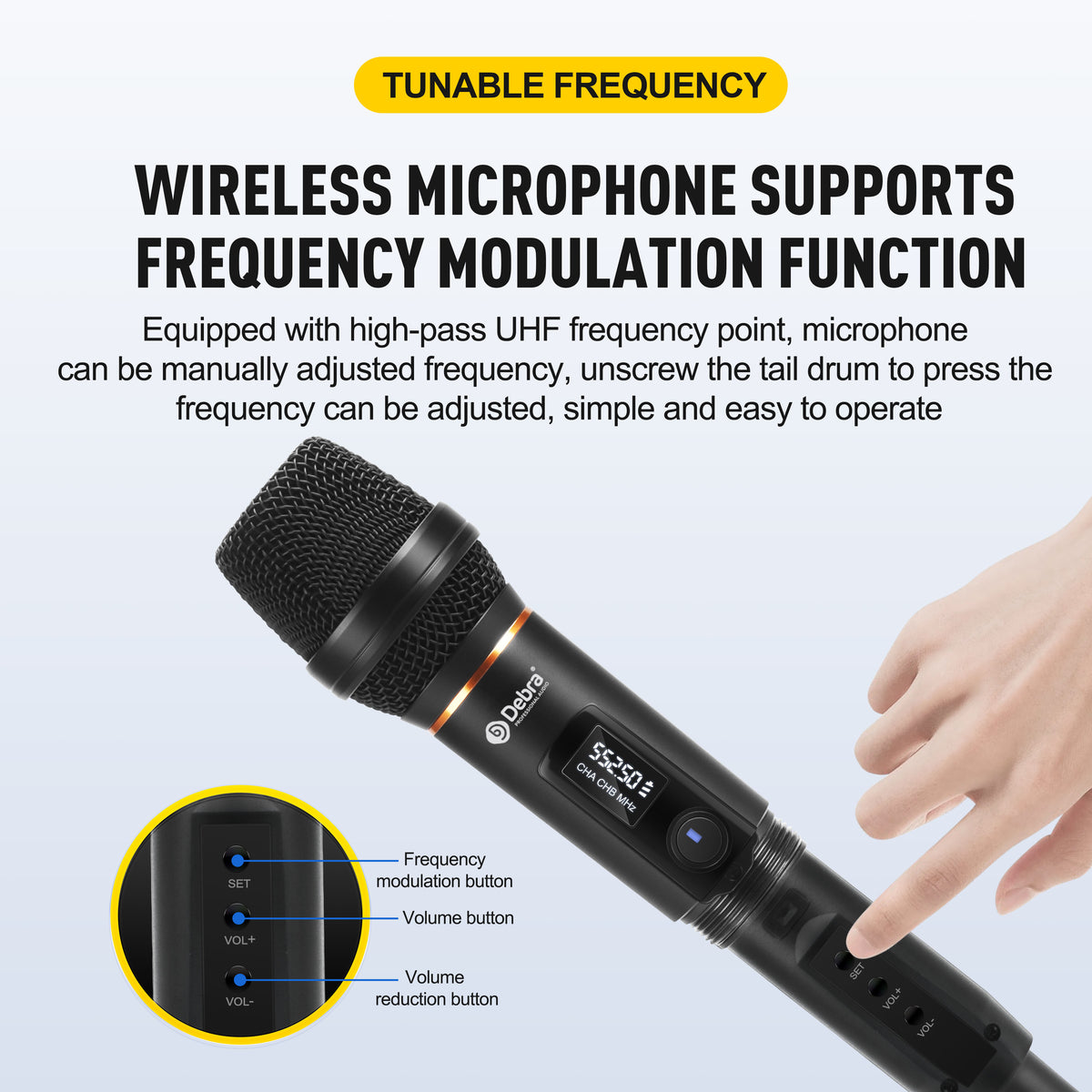 Debra PU-12H Portable UHF Wireless Microphone System