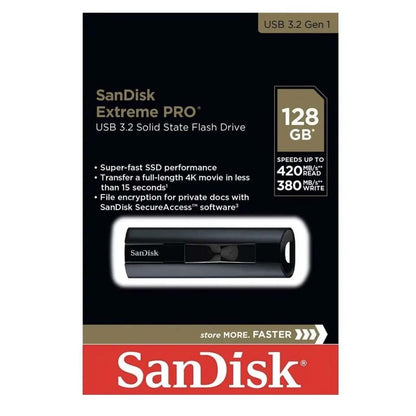 SanDisk Extreme PRO USB 3.2 Solid State Flash Drive - 128GB